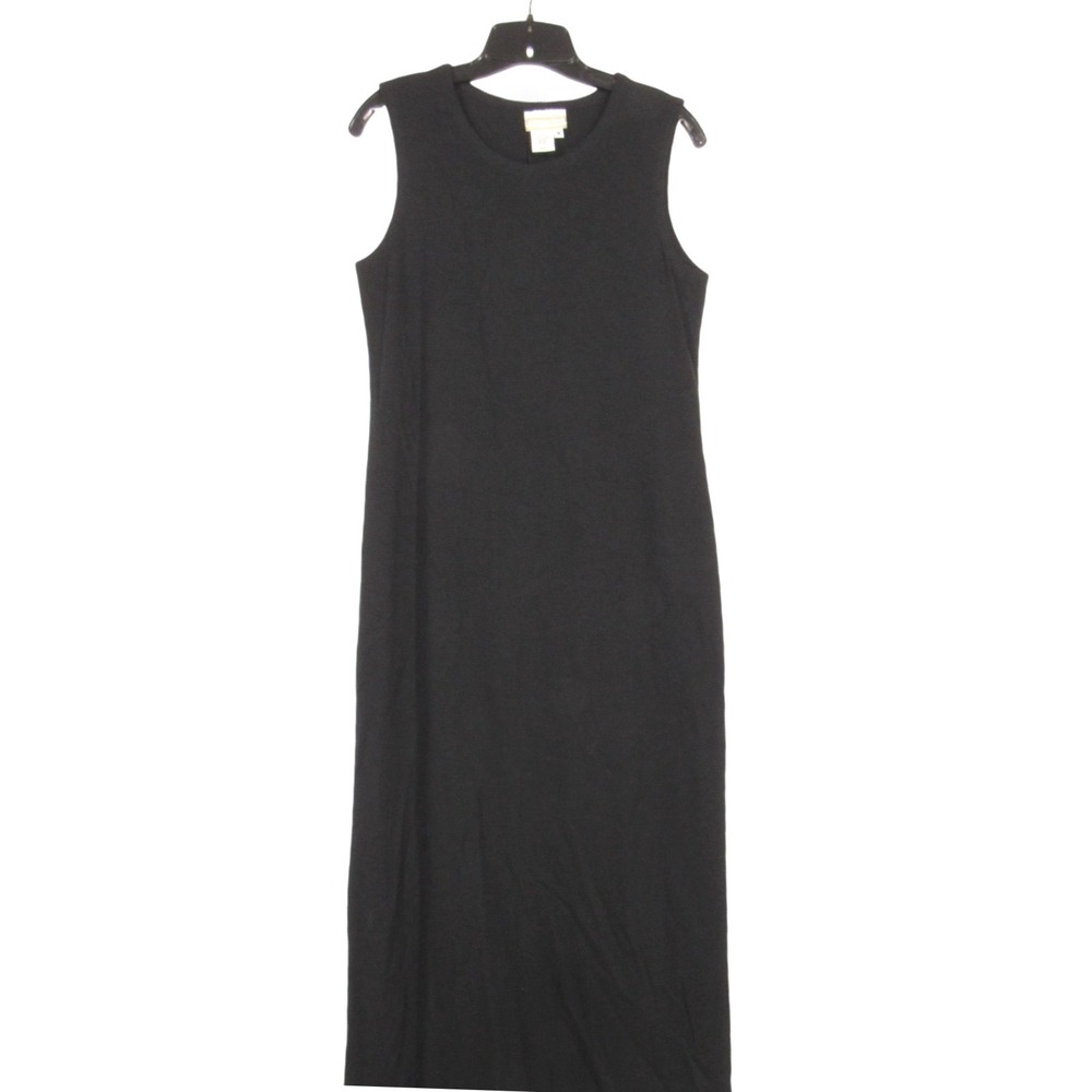 COLDWATER CREEK Black STRETCH TWILL Crewneck SLEEVELESS Maxi TANK DRESS Sz 8